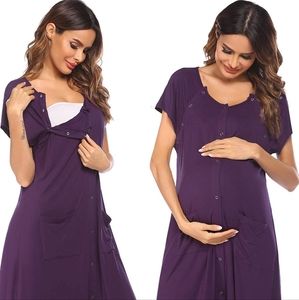 Ekouaer 3 in 1 Nursing Dress Maternity Nightgown Labor/Delivery Breastfeeding